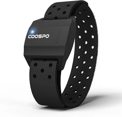 COOSPO Armband Heart Rate Monitor, Bluetooth ANT+ HR Optical Sensor for Sport, Rechargeable Dual Band IP67 HRM, Compatible with Peloton, Wahoo, Polar, Strava, DDP Yoga