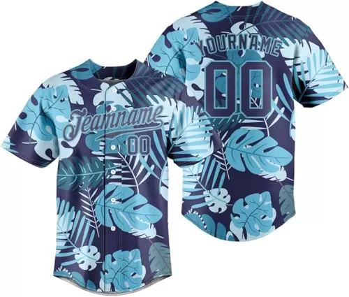Custom Baseball Jersey Personalized Hawaiian Floral Shirt Button Down Tropical Holiday Beach Shirts for Men Women Youth