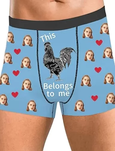 Custom Boxers with Face and Name for Men, Personalized Red Heart Boxers, Gift for Boyfriend Birthday Christmas