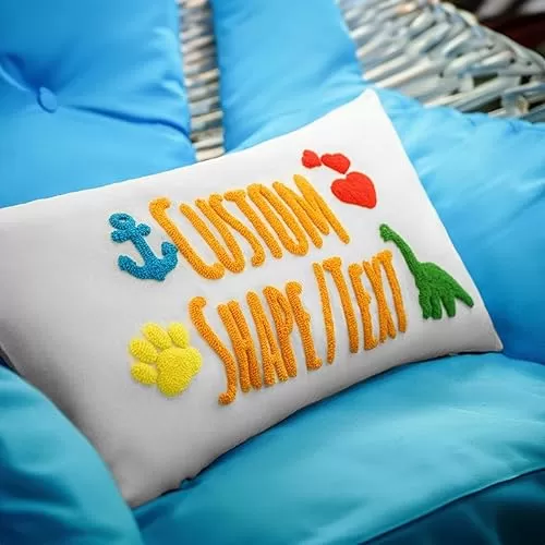 Custom Embroidery Lumbar Pillow, Personalized Lumbar Pillow Cover, Punch Needle Hand Embroidered Pillow, Home Living Decor, Personalize Gift