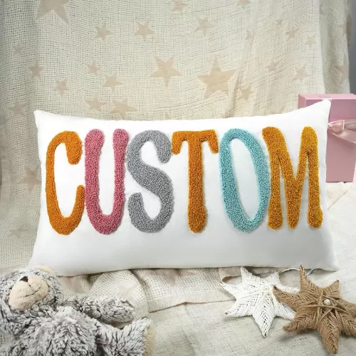 Custom Gold Glitter Punch Needle Pillow, Handmade Embroidered Pillow Cover, Home Decor, Personalized Gift, Gift for Her, Preppy Room Decor