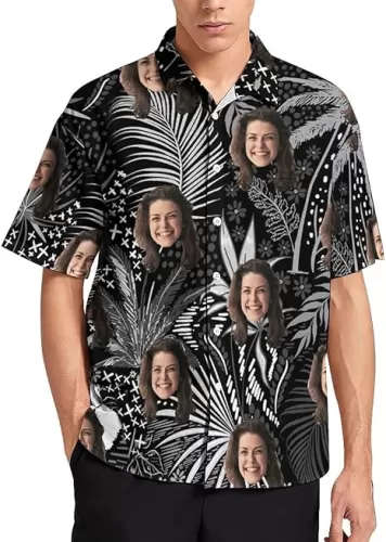 Custom Hawaiian Shirt for Men Funny Hawaiian Shirt with Face Personalized Funny Button Up Shirts Hawaiian Floral Shirt XS-4XL