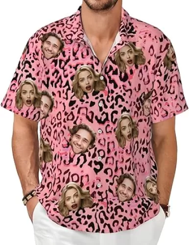 Custom Hawaiian Shirt with Face Funny Hawaiian Shirts for Men Women Personalized Funny Button Down Hawaiian Beach Shirts