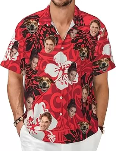 Custom Hawaiian Shirt with Face, Personalized Funny Button Down Hawaiian Shirts with Face for Men Gifts
