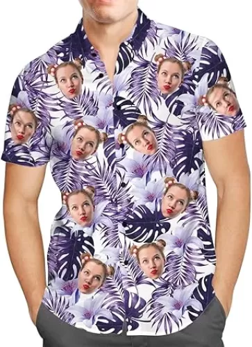 Custom Hawaiian Shirt with Face Personalized Photo T-Shirt Best Dad Ever Flower Aloha Beach Shirts Birthday Family Parties