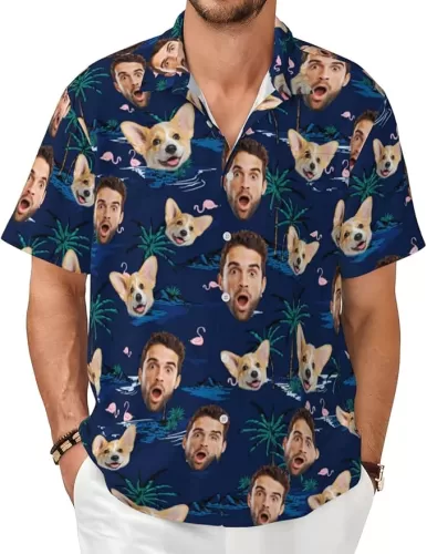Custom Hawaiian Shirt with Face Picture Customize Hawaii Shirts for Men Personalized Gift