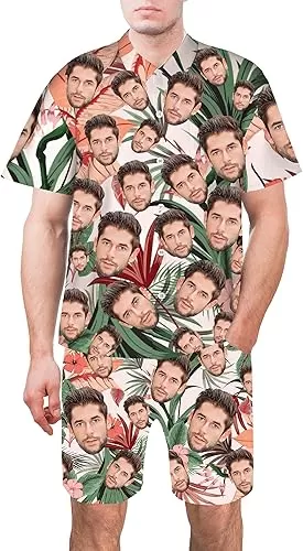 Custom Hawaiian Shirts for Men, Customizable Hawaiian Shirts with Face, Customized Hawaiian Button Down Shirts