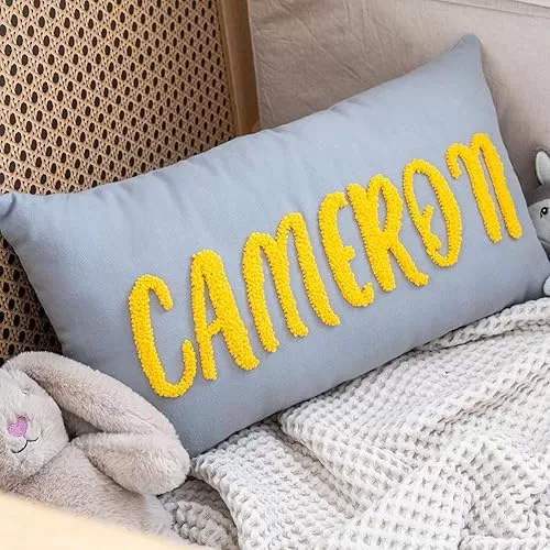Custom Name Punch Needle Embroidered Personalized Gift Pillow, Custom Pillow Cover, Personalized Pillow, Custom Gift, Custom Throw Pillow
