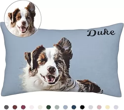 Custom Photo Pillow Cover, Personalized Cat & Dog Pillowcase, 14" x 20" Two-Sided Printed Cushion Covers, Customized Gifts for Pet Lovers, Pet Memorial Gifts