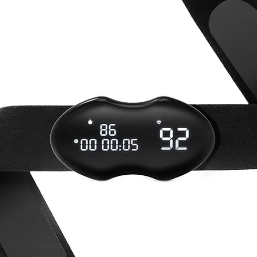 Digital Heart Rate Monitor Chest Strap with LED Display, Timer and Stopwatch, Black