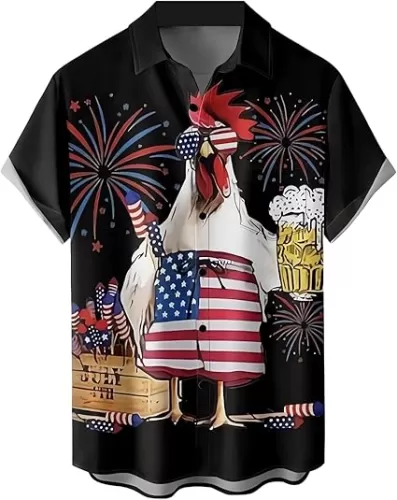 Ecosunny Hawaiian Shirts for Men Short Sleeve Printed Bowling Casual Button Down Collar Beach Shirt
