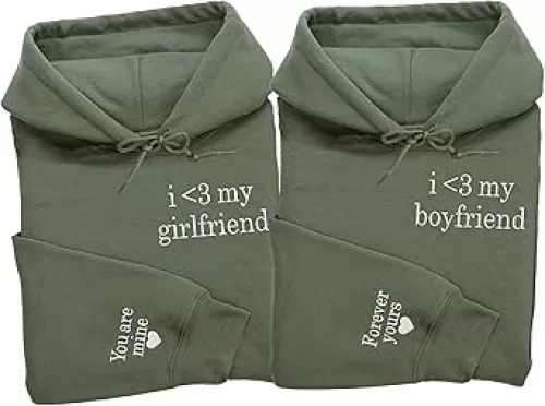 Embroidered Matching Couple Hoodies Boyfriend and Girlfriend I Love My Girlfriend Boyfriend Couple Valentine