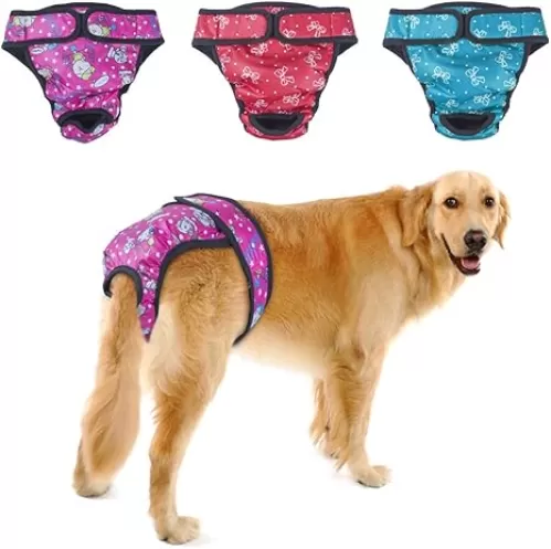 Female Dog Diapers, 3 Pcs Period Pants, Reusable Washable Cover Up Panties, Adjustable Nappies Suitable Medium to Large Women in Heat Season in XL