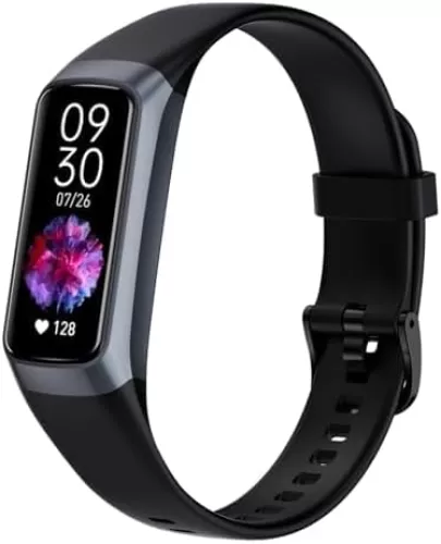 Fitness Tracker with 24/7 Heart Rate Sleep Blood Oxygen Monitor, IP68 Waterproof Smart Watch, 1.10''AMOLED Touch Color Screen, Step Counter Health Activity Trackers for Women Men (Dark Black)
