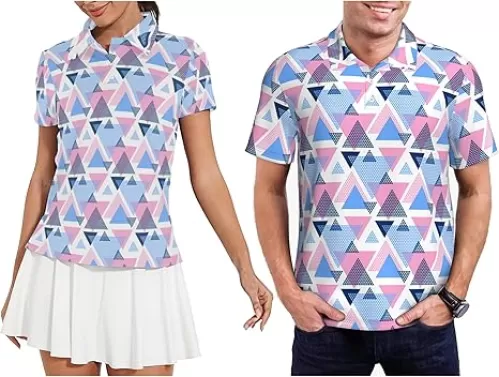 Funny Couple Golf Shirts, Matching Hawaiian Golf Shirt for Couple, Moisture Wicking Couple Polo Shirt for Men Women