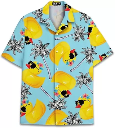 Funny Festival Pattern Hawaiian Shirt for Men Coloful Mens Hawaiian Shirts Short Sleeve Button Down Shirt Men
