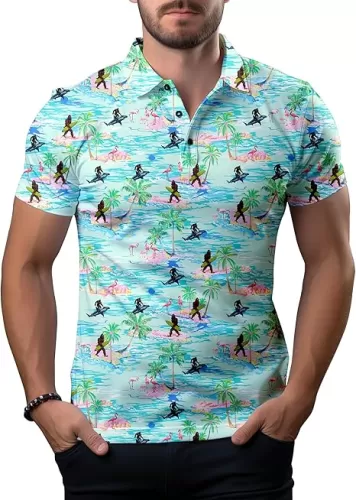Funny Golf Shirts for Men, Mens Hawaiian Shirts Short Sleeve Novelty Crazy Golf Shirts