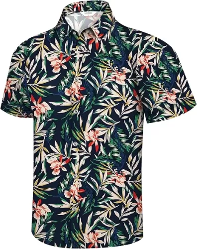 Hawaiian Shirt for Men, Mens Tropical Shirts Short Sleeve, Summer Button Down Vacation Outfits