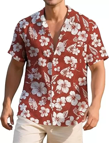 Hawaiian Shirt for Men Short Sleeve Button Down Summer Beach Casual Shirts Tropical Aloha Shirt Men Relaxed Fit