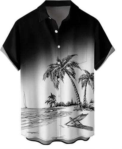 Hawaiian Shirts for Men Loose Short Sleeve Mens Beach Shirts Resort Casual Shirts