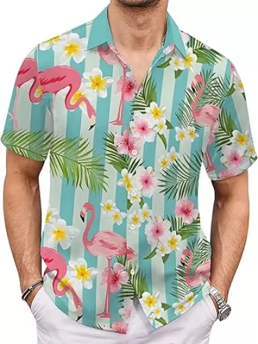 Hawaiian Shirts Short Sleeve for Men Unisex Vacation Shirts Button Down Beach Shirts