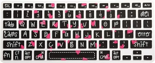HRH Silicone Keyboard Cover Skin for MacBook Air 13, for MacBook Pro 13/15/17 (with or w/Out Retina Display, 2015 or Older Version), for iMac Older, USA Layout, Sweet Heart Big Font