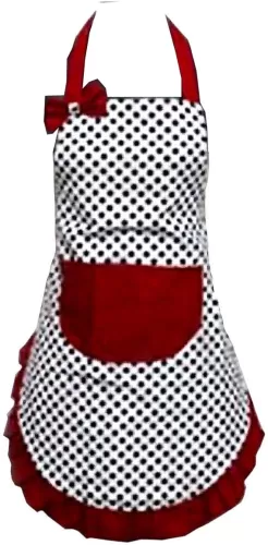 Hyzrz Lovely Lady Dot Flirty Canvas Funny Apron Restaurant Kitchen Aprons for Women Girls with Pocket (Black)