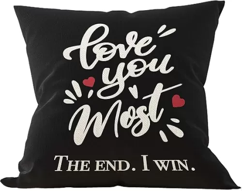 I Love You More The End I Win Pillow Covers 18x18 - I Love You Gifts for Her Him, Gifts for Girlfriend Boyfriend Fiance Fiancee, Engagement Gifts, Anniversary Wedding Gifts, Valentine