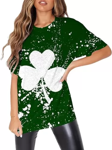 IAMAGOODLADY St Patricks Day Shirt for Women Irish Shamrock Graphic Tee Tops Short Sleeve Crewneck Lucky Clover Spring Tunic
