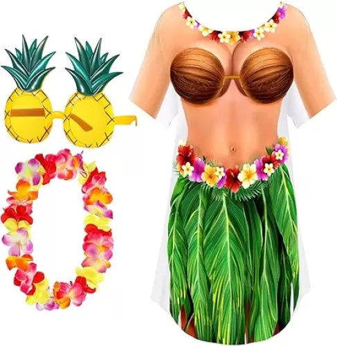 Jeyiour Womens Bikini Shirt Cover up Funny Bandana Headband Retro Sunglasses Eyewear Halloween Party Outfit