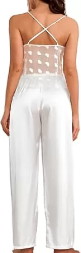 Kaei&Shi Sexy Heart Pajamas, Satin Pajama Sets For Women 2 Piece, Getting Ready Outfits Bridal Party Valentines Vday