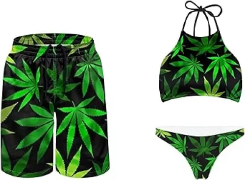 KEIAHUAN Couples Matching Swimsuit Summer Swimwear Women 2 Piece Bikini Set Men Trunk