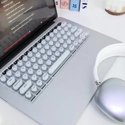 Keyboard Cover for Long Nails Compatible with MacBook Pro 13 inch M2 2023, 2022, 2021 2020 M1 A2338 A2289 A2251&Compatible with MacBook Pro 16 2020 2019 A2141 Touch ID, US ANSI (White & Heart)