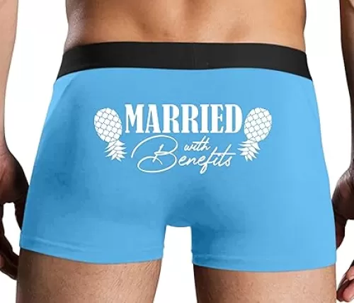 Knaughty Knickers Married With Benefits Swinger Lifestyle Couple Sharing Blue Mens Boxer Brief Sexy Adult Design