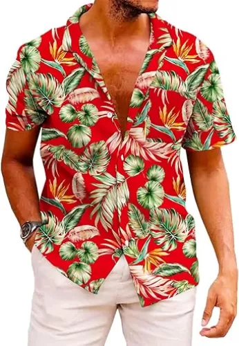 KYKU Funky Hawaiian Shirt for Men Palm Beach Shirts Tropical Vacation Clothes