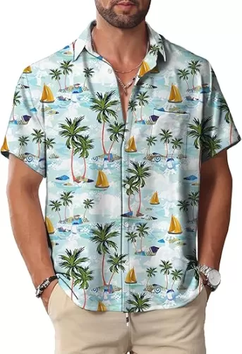 KYKU Hawaiian Shirt for Men: Beach Vacation Summer Short Sleeve Button Down Mens Shirts Casual Stylish