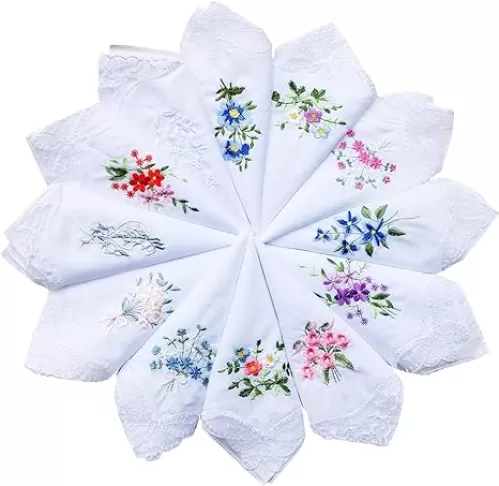 La closure Cotton Embroidered Ladies Lace Handkerchiefs Pack