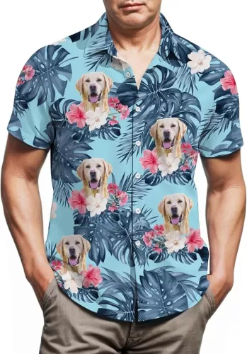 Labrador Hawaiian Shirts for Men, Button Down Beach Casual Shirts