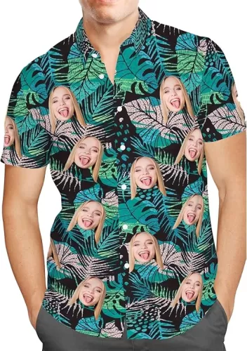 LOVELYPOD Hawaiin Shirt for Men Women Young Custom Face Shirt, Personalized Photo with Face Gift America Hawaiian Shirt Men