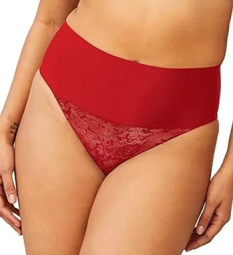 Maidenform womens Tame Your Tummy Lace Thong Panties, Firm Control Shapewear Thong (Retired Colors)