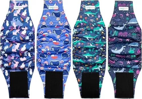 Male Dogs Diapers Belly Bands(4Pack), Washable Reusable Male Boy Doggy Wraps Panties for Doggie Puppy Pooping Potty Training Incontinence Marking Pañal para Perro Small