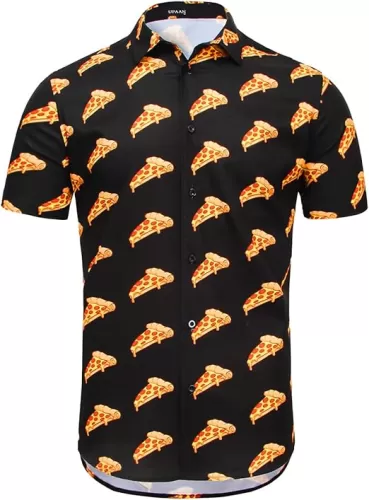 Men's Food Cars Print Shirts Hawaiian Short Sleeve Casual Tropical Funky Button Down Shirt