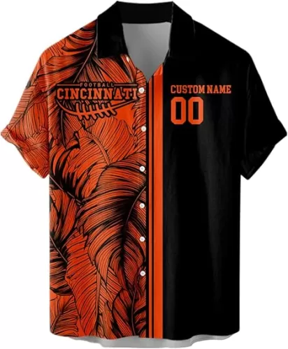 Mens Football Hawaiian Custom Shirts Tropical Vibes Personalized Name Number Aloha Beach Button Down Plus Size