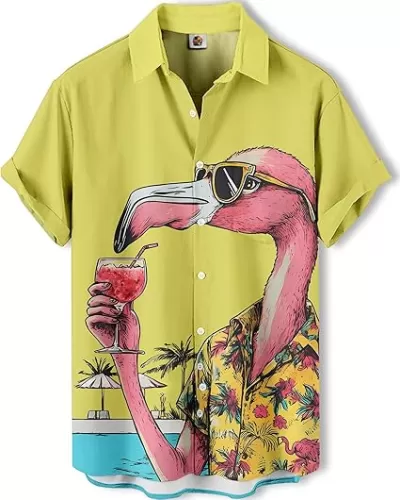 Men's Hawaiian Shirt Button Down Funny Printed Casual Short Sleeve Summer Beach Shirts