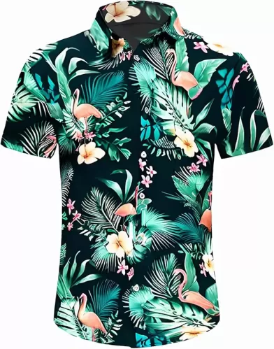 Men's Hawaiian Shirt Funky Blue Beach Printed Tropical Beach Shirt Casual Button Down Short Sleeve Floral Shirts Tops