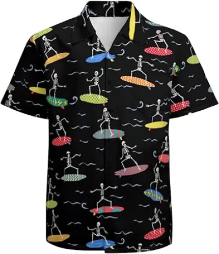 Mens Hawaiian Shirts Short Sleeve Button Up Beach Shirts