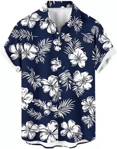 Mens Tropical Beach Shirt Floral Fruits Print Hawaiian Shirts Short Sleeve Casual Button Down Tops Holiday Outfits