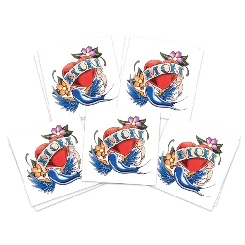 Mom Heart Temporary Tattoos/Perfect for Mother's Day/Variety of Styles to Choose From/Skin Safe/Removable (Classic Mom Heart 10pk)