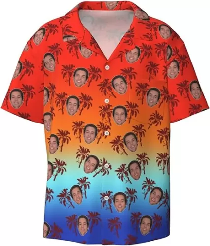 Nsipan Custom Hawaiian Shirt with Faces Tropical Floral Shirt Button Down Beach Shirt