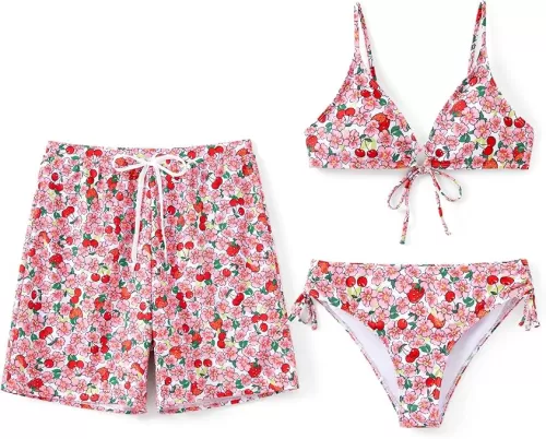 PATPAT Matching Hawaiian Swimsuits for Couples Two Piece Bikini Sets or Swim Trunks Summer Beach Vacation Swimwear